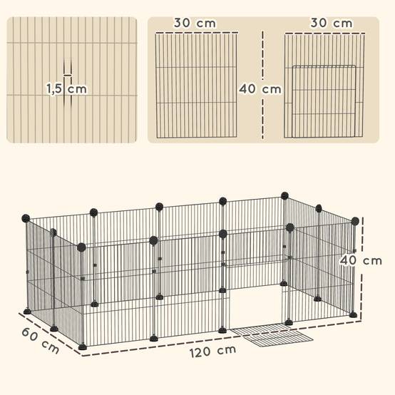 Enclos pour petits animaux acier noir 120 x 60 x 40 cm - PANGIVO - Image 5