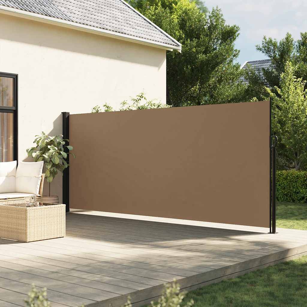 Auvent latéral rétractable polyester acier taupe 500 x 180 cm - PANGIVO - Image 1