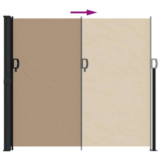 Auvent latéral rétractable polyester acier taupe 500 x 180 cm - PANGIVO - Image 5