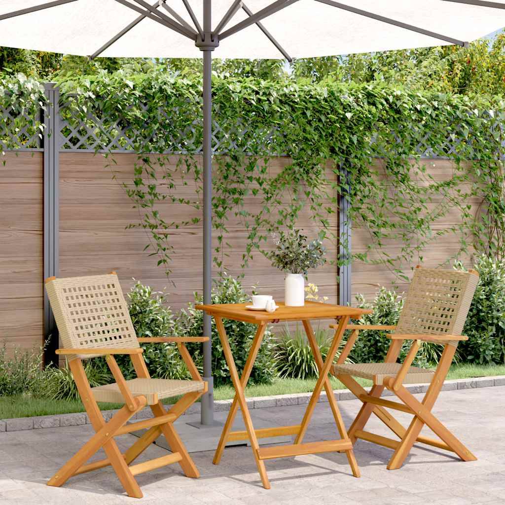 Vidaxl - Ensemble de bistro 3 pcs-Salons de jardin beige résine tressée et bois massif 834120 - Image 1