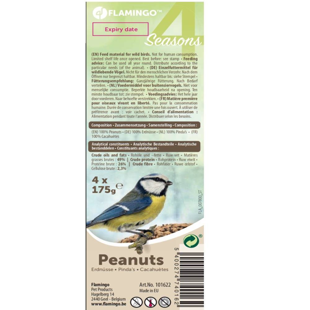 Cacahuètes décortiquées avec filet pour Oiseaux du ciel 4 x 175 g soit 700 g - Image 3