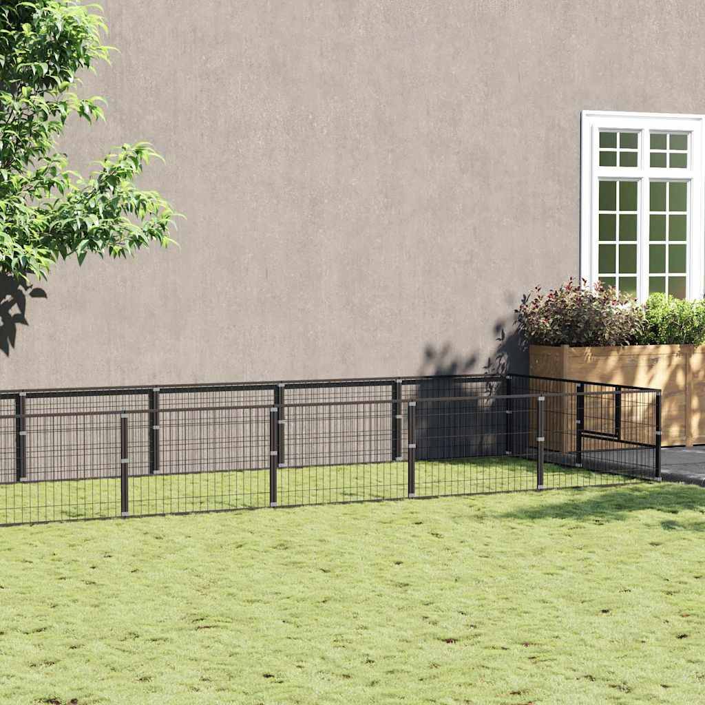 Vidaxl - Chenil Noir 12 m² Acier vidaXL 3082113 - Imagen 1