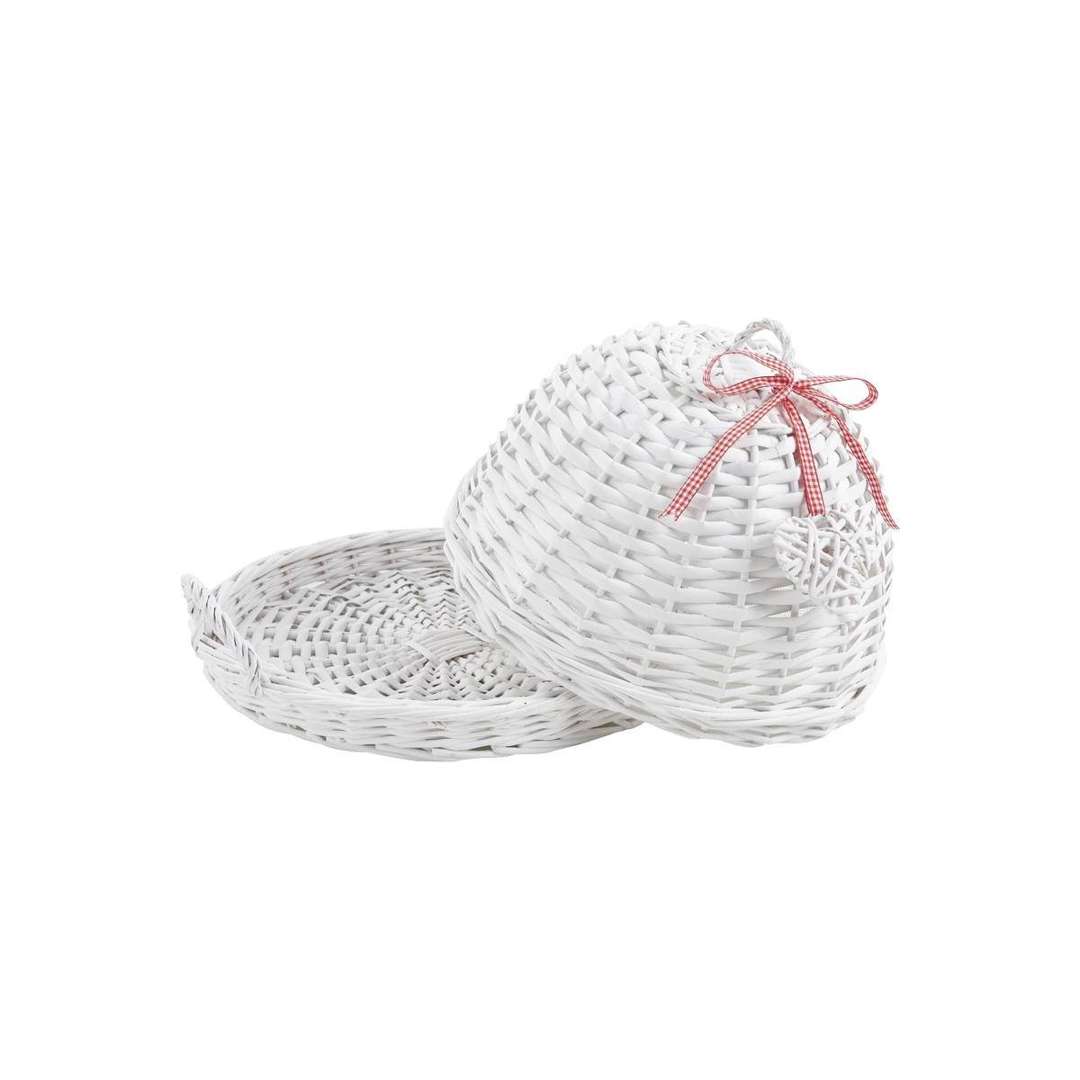 Aubry Gaspard - Plateau rond en osier blanc + cloche - Imagen 1