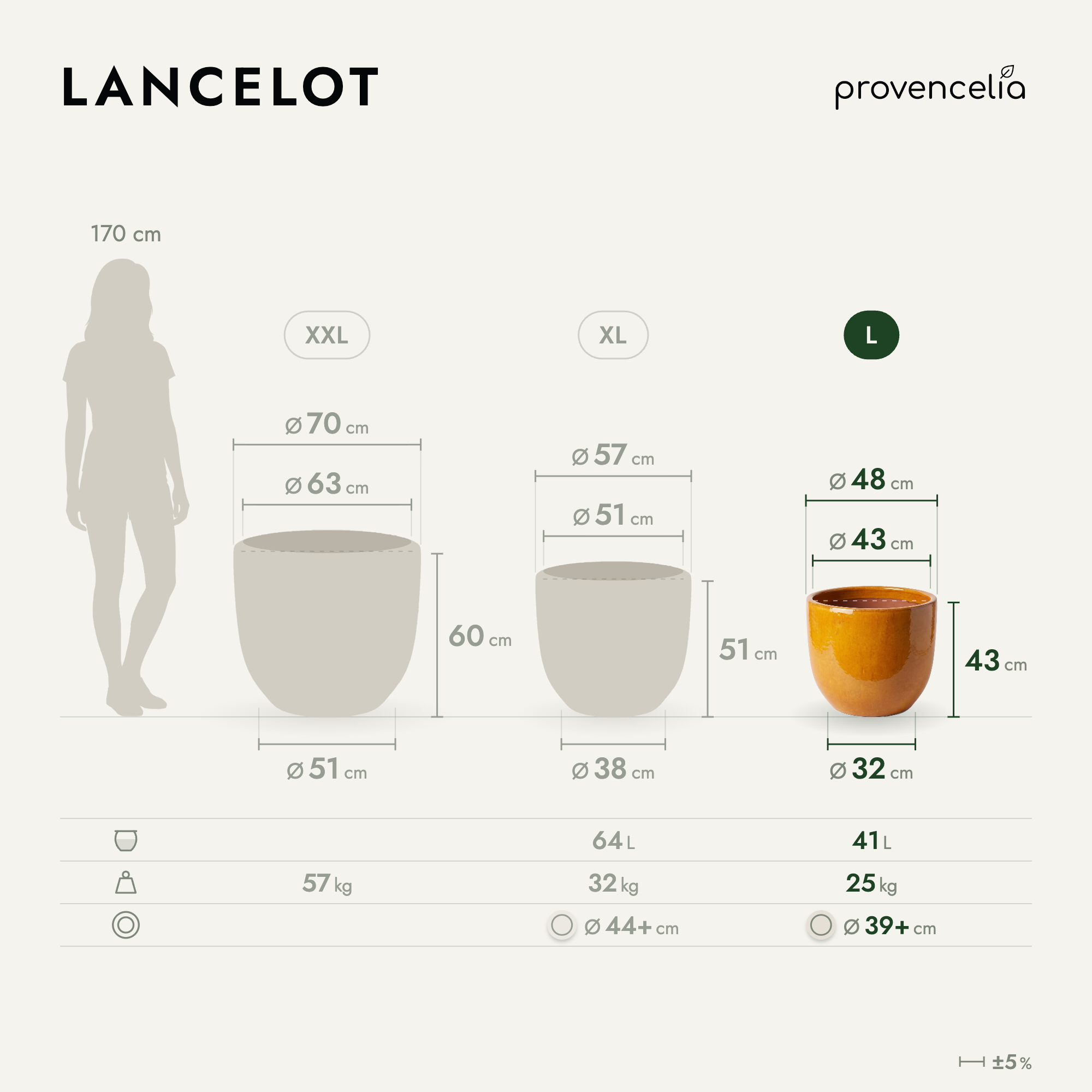 Provencelia - Pot LANCELOT 48x43cm miel - Image 2