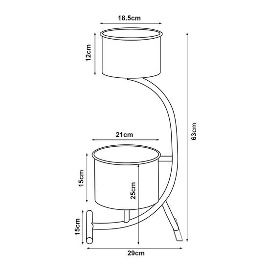Porte-plantes style intemportel support 63 x 29 x 21 cm noir - Image 2