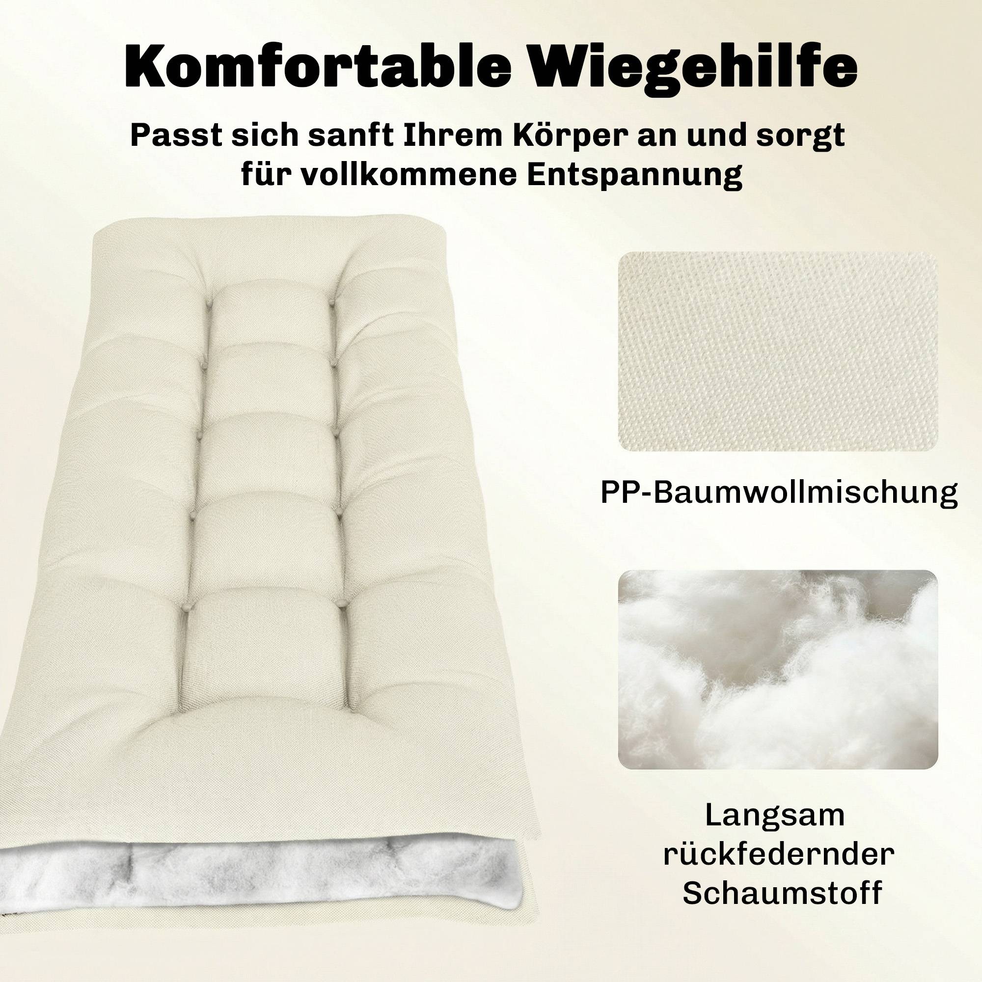 ComfortXL - Coussin bain de soleil polyester 198 x 65 x 13 cm beige extérieur déperlant UV50+ avec sangles de fixation - Image 5