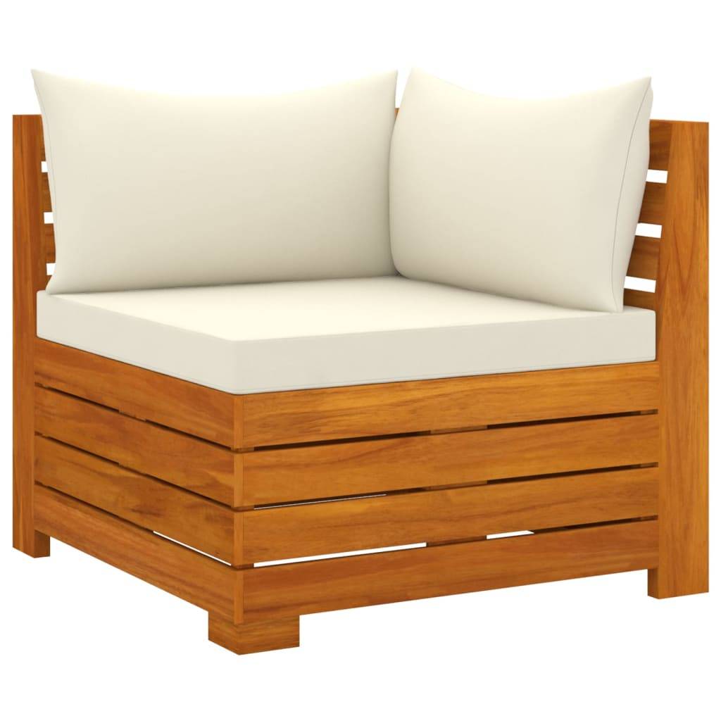 Helloshop26 - Salon de jardin meuble d'extérieur ensemble de mobilier 6 pièces avec coussins bois d'acacia solide - Imagen 2