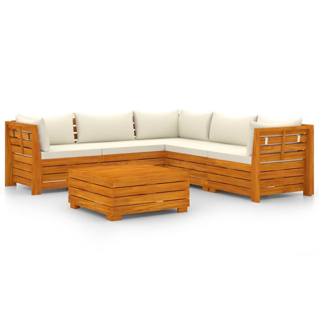 Helloshop26 - Salon de jardin meuble d'extérieur ensemble de mobilier 6 pièces avec coussins bois d'acacia solide - Imagen 1