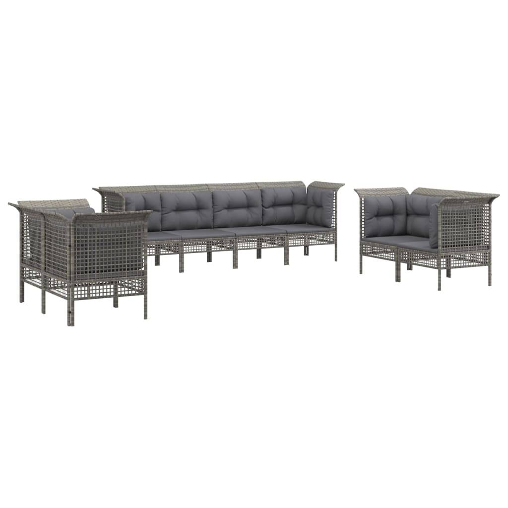 Helloshop26 - Salon de jardin meuble d'extérieur ensemble de mobilier 8 pièces avec coussins gris résine tressée - Imagen 1