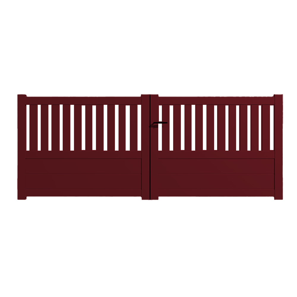 Portail Packit - Portail alu battant semi-ajouré en kit dim. L.3000 (entre piliers) X H.1300 mm  Rouge (RAL 3004)
