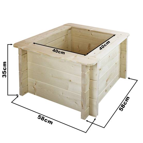 Timbela - Carre Potager Exterieur Bois 58x58xH35 cm - Jardinieres Exterieur pour Fleurs, Herbes aromatiques, Légumes - 28 mm d’épaisseur - Timbela M616 - Image 5