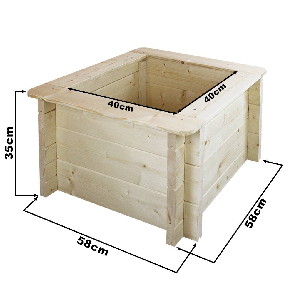 Timbela - Carre Potager Exterieur Bois 58x58xH35 cm - Jardinieres Exterieur pour Fleurs, Herbes aromatiques, Légumes - 28 mm d’épaisseur - Timbela M616 - Image 5