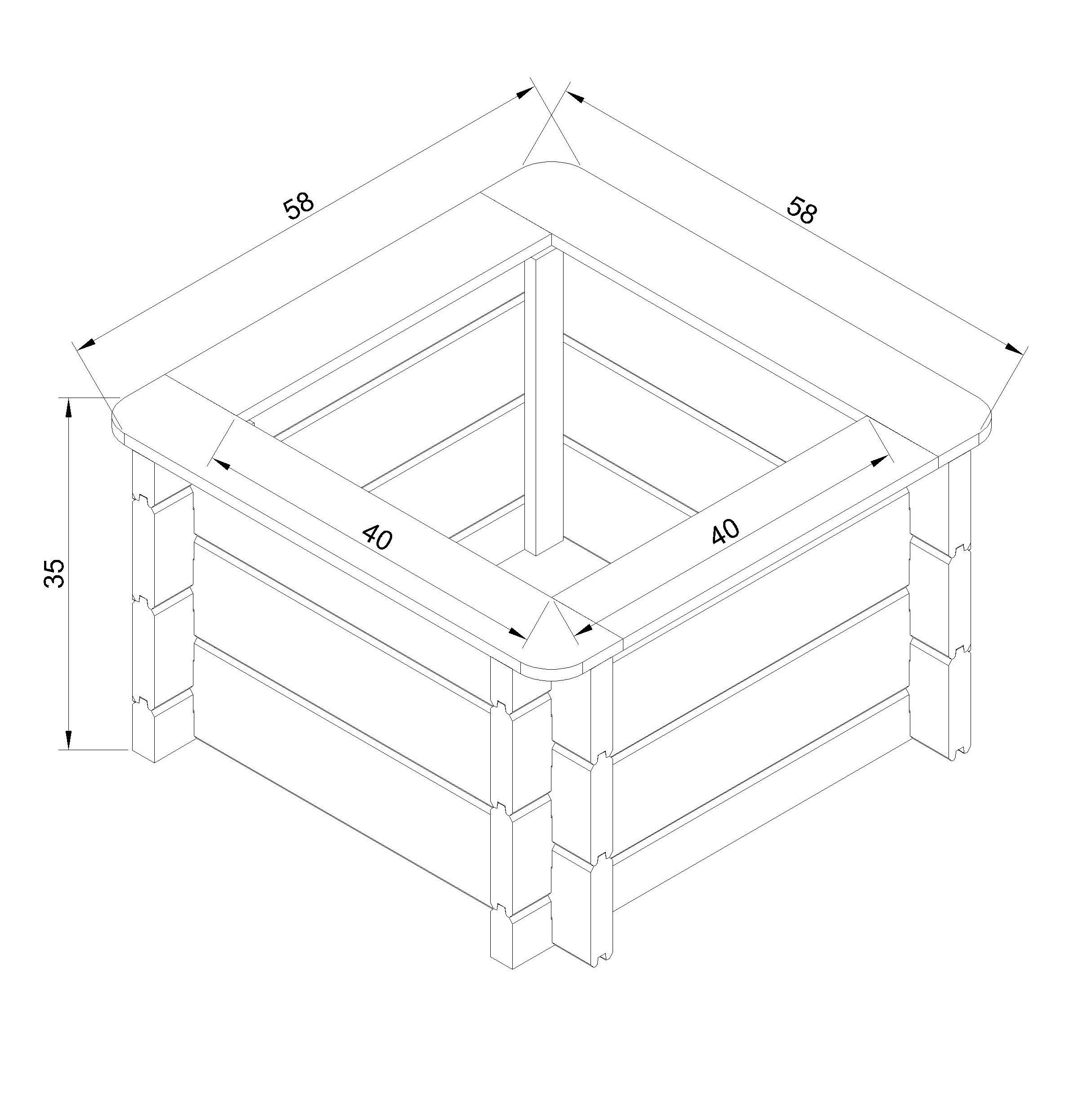 Timbela - Carre Potager Exterieur Bois 58x58xH35 cm - Jardinieres Exterieur pour Fleurs, Herbes aromatiques, Légumes - 28 mm d’épaisseur - Timbela M616 - Image 6