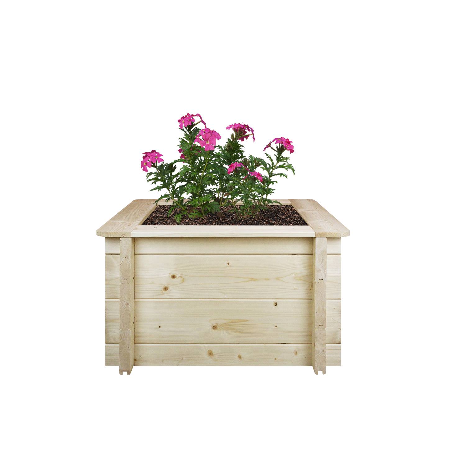 Timbela - Carre Potager Exterieur Bois 58x58xH35 cm - Jardinieres Exterieur pour Fleurs, Herbes aromatiques, Légumes - 28 mm d’épaisseur - Timbela M616 - Image 2