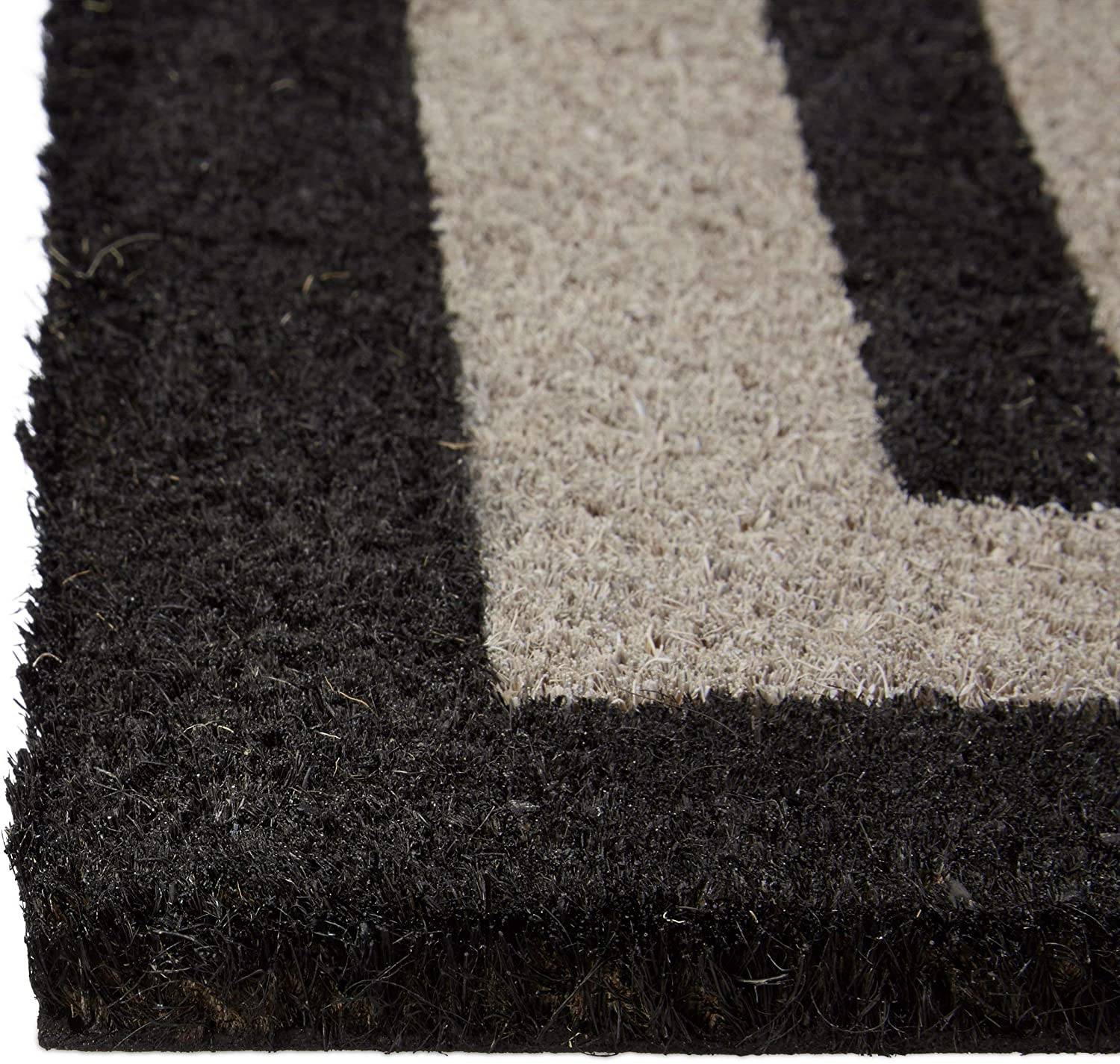 Helloshop26 - Paillasson tapis de sol porte d’entrée essuie-pieds long fibres de coco tapis gris - Imagen 3