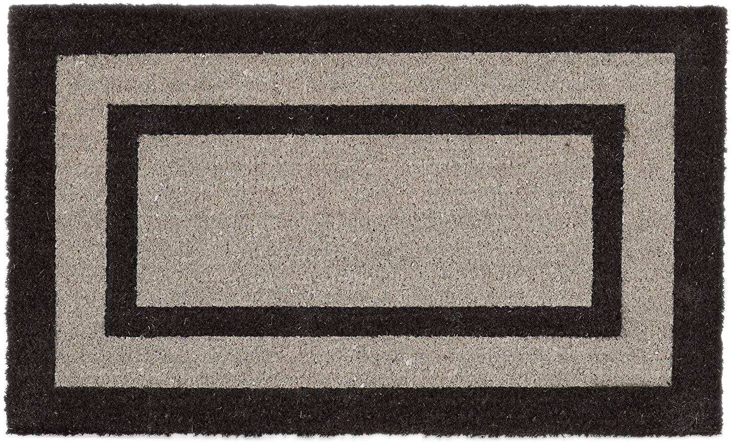 Helloshop26 - Paillasson tapis de sol porte d’entrée essuie-pieds long fibres de coco tapis gris - Imagen 1