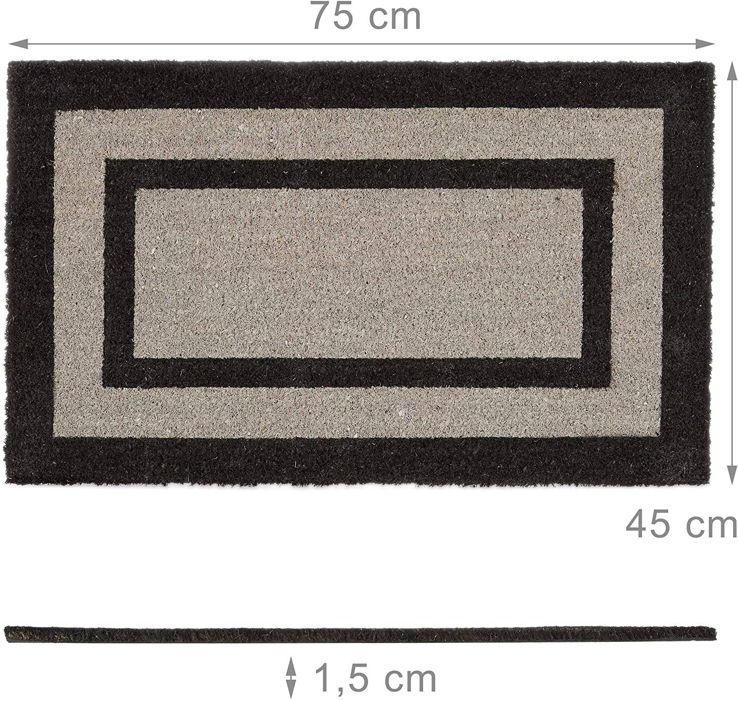 Helloshop26 - Paillasson tapis de sol porte d’entrée essuie-pieds long fibres de coco tapis gris - Imagen 2
