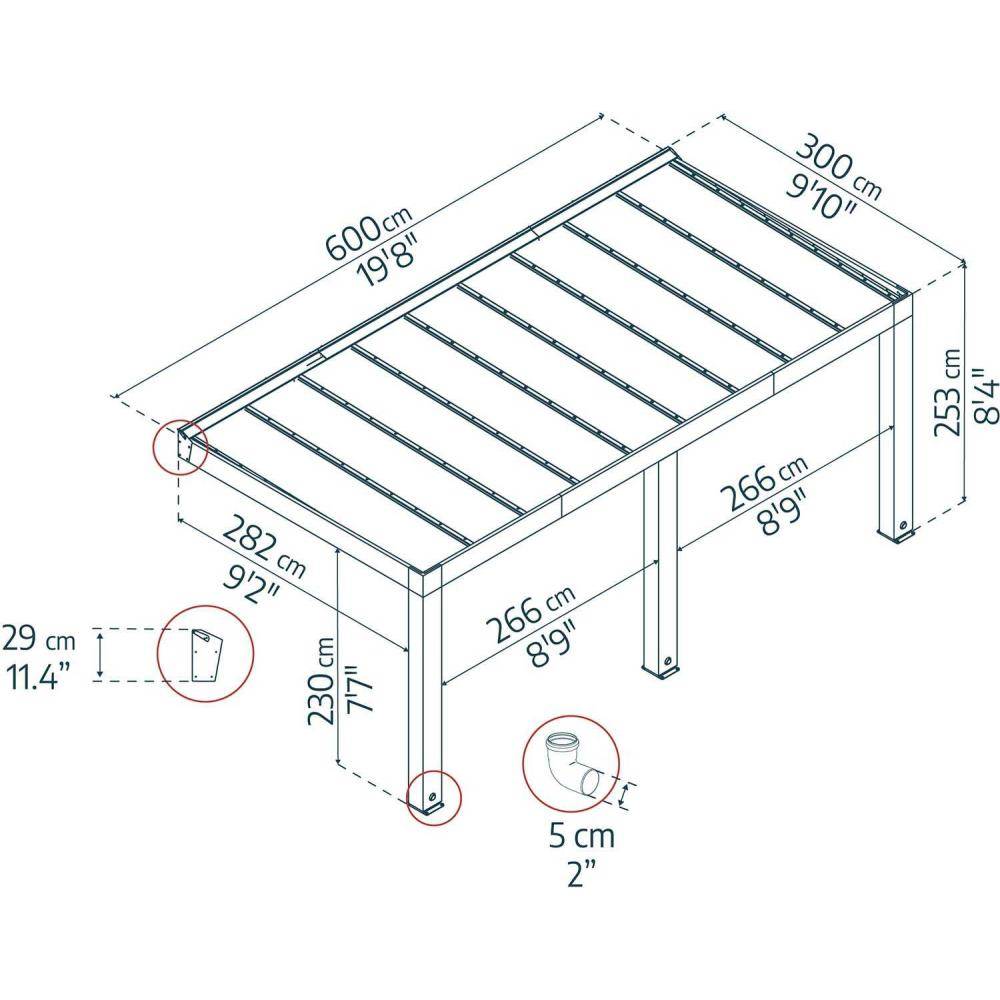Canopia - Canopia Pergola Helsinki 3 x 6 m Pergola en bois de cèdre - Imagen 3
