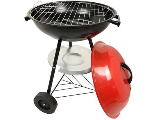 Barbecue charbon de bois avec roues couvercle verrouillable 50 cm - Image 2