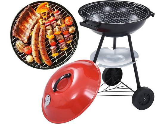 Barbecue charbon de bois avec roues couvercle verrouillable 50 cm - Image 3
