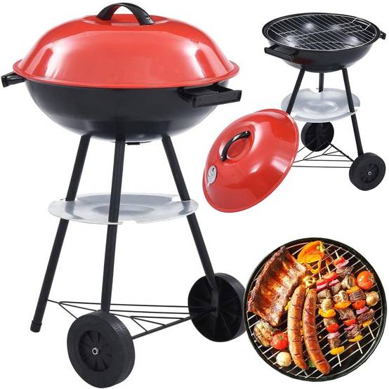 Barbecue charbon de bois avec roues couvercle verrouillable 50 cm - Image 1