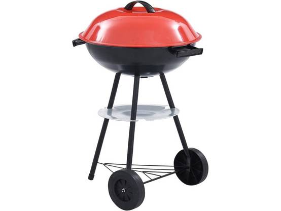 Barbecue charbon de bois avec roues couvercle verrouillable 50 cm - Image 6
