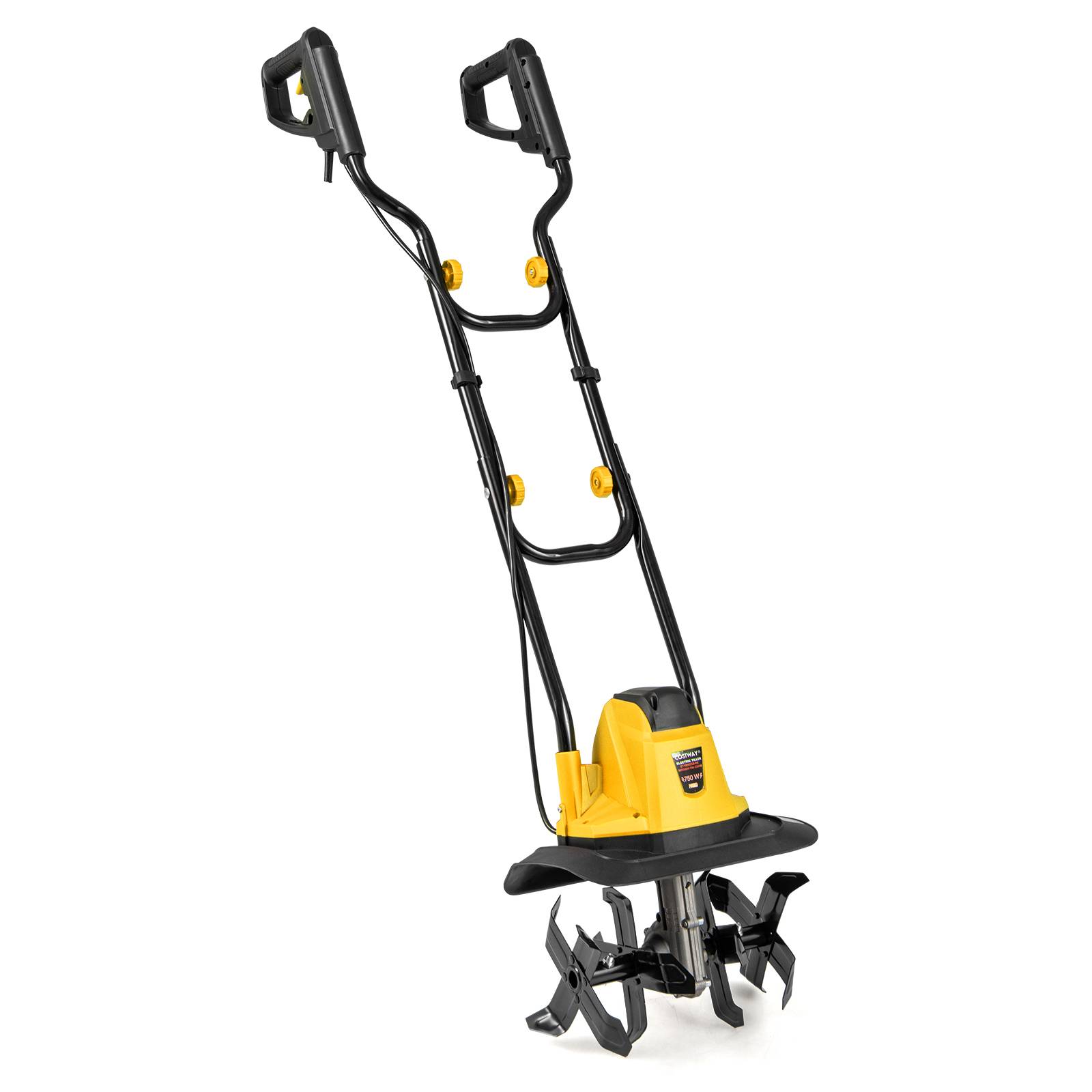 Motoculteur Électrique Filaire Pliable 750W, Largeur/Profondeur de Travail 32 cm/22 cm, Motobineuse Électrique avec Verrouillage de Sécurité, Jaune - Image 2