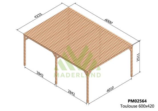 Resol - Pergola semicouverte TOULOUSE • 600x420 cm • traité • résistance élevée - Image 2