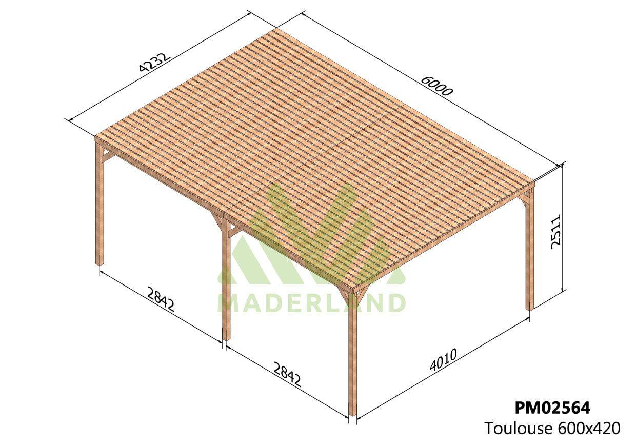Resol - Pergola semicouverte TOULOUSE • 600x420 cm • traité • résistance élevée - Image 2