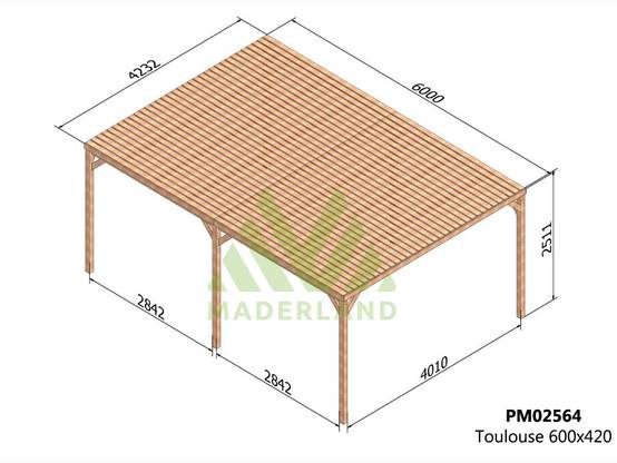Resol - Pergola semicouverte TOULOUSE • 600x420 cm • traité • résistance élevée - Image 3