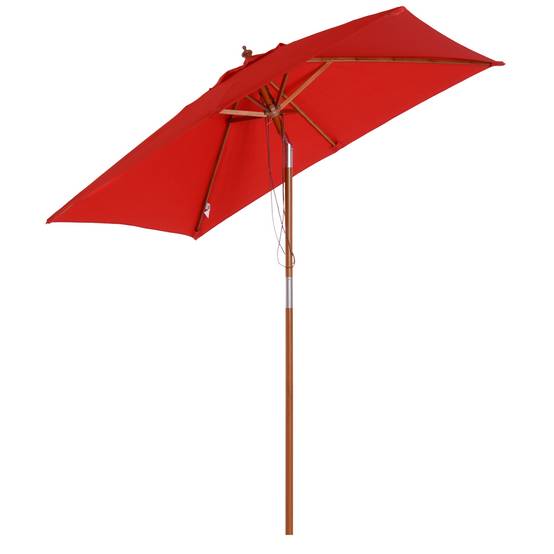 Parasol de jardin extérieur Parasol rectangulaire inclinable - 200x150x235cm Bois Rouge fr156 - Image 2