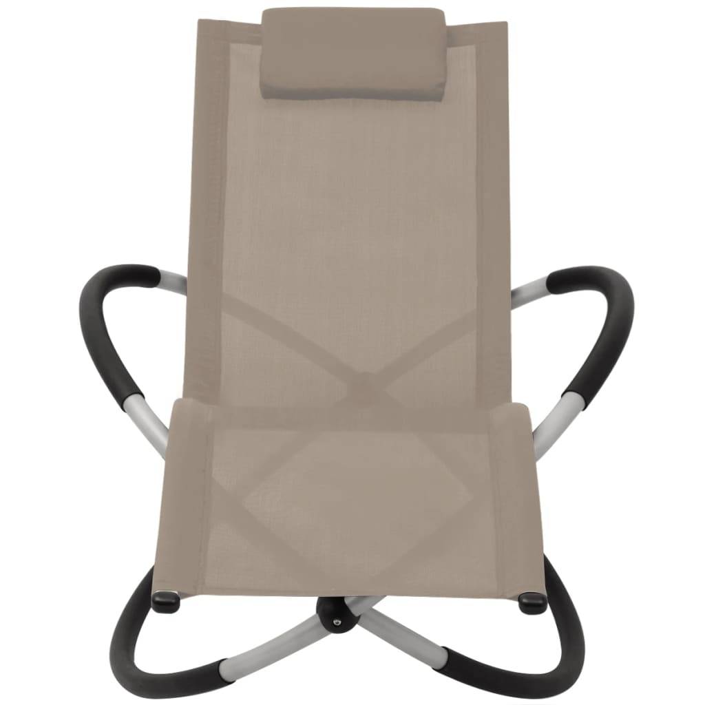 Helloshop26 - Transat chaise longue bain de soleil lit de jardin terrasse meuble d'extérieur géométrique d'extérieur acier taupe - Imagen 2