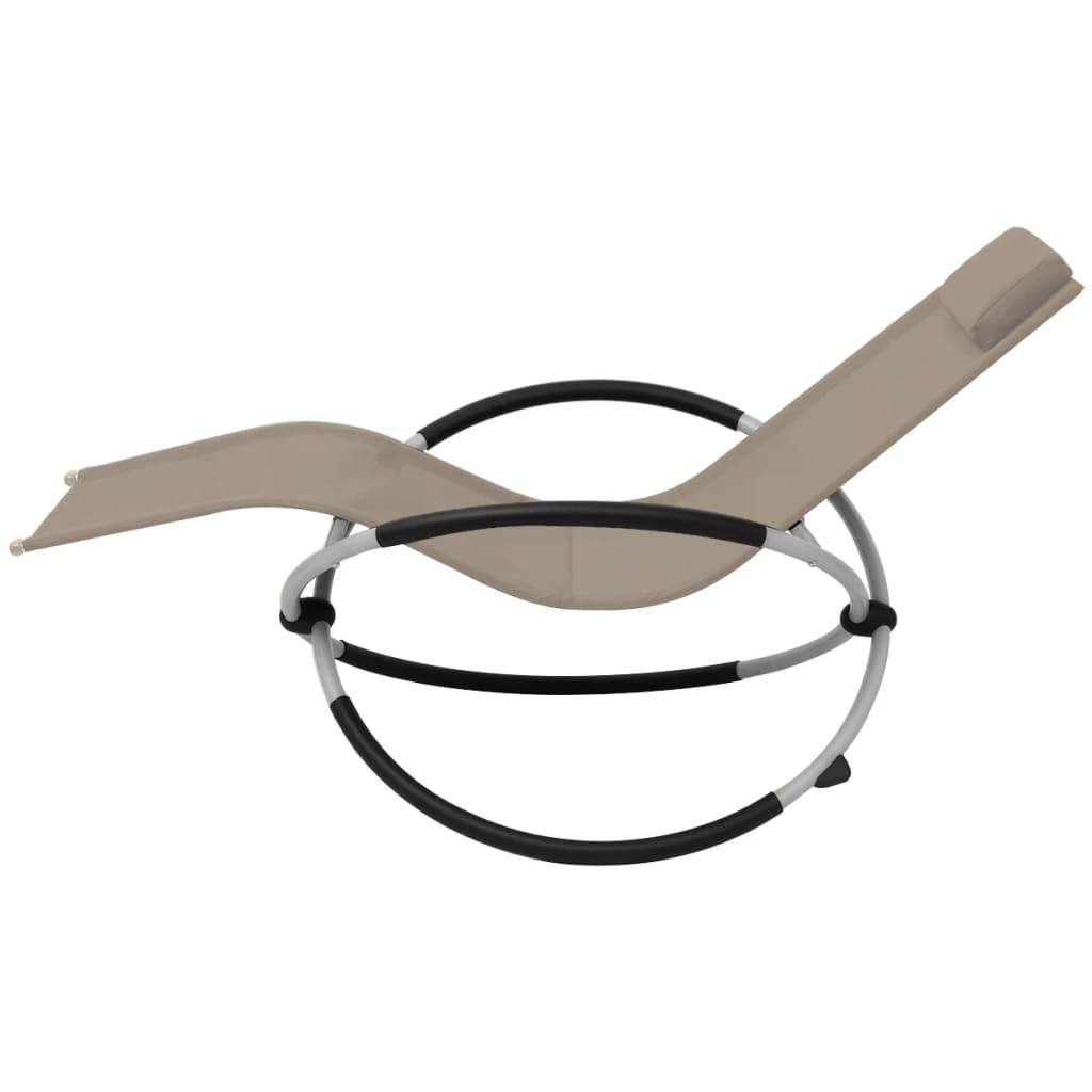 Helloshop26 - Transat chaise longue bain de soleil lit de jardin terrasse meuble d'extérieur géométrique d'extérieur acier taupe - Imagen 3