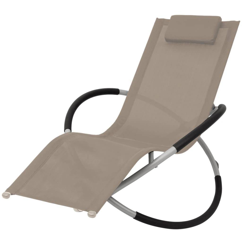Helloshop26 - Transat chaise longue bain de soleil lit de jardin terrasse meuble d'extérieur géométrique d'extérieur acier taupe - Imagen 1