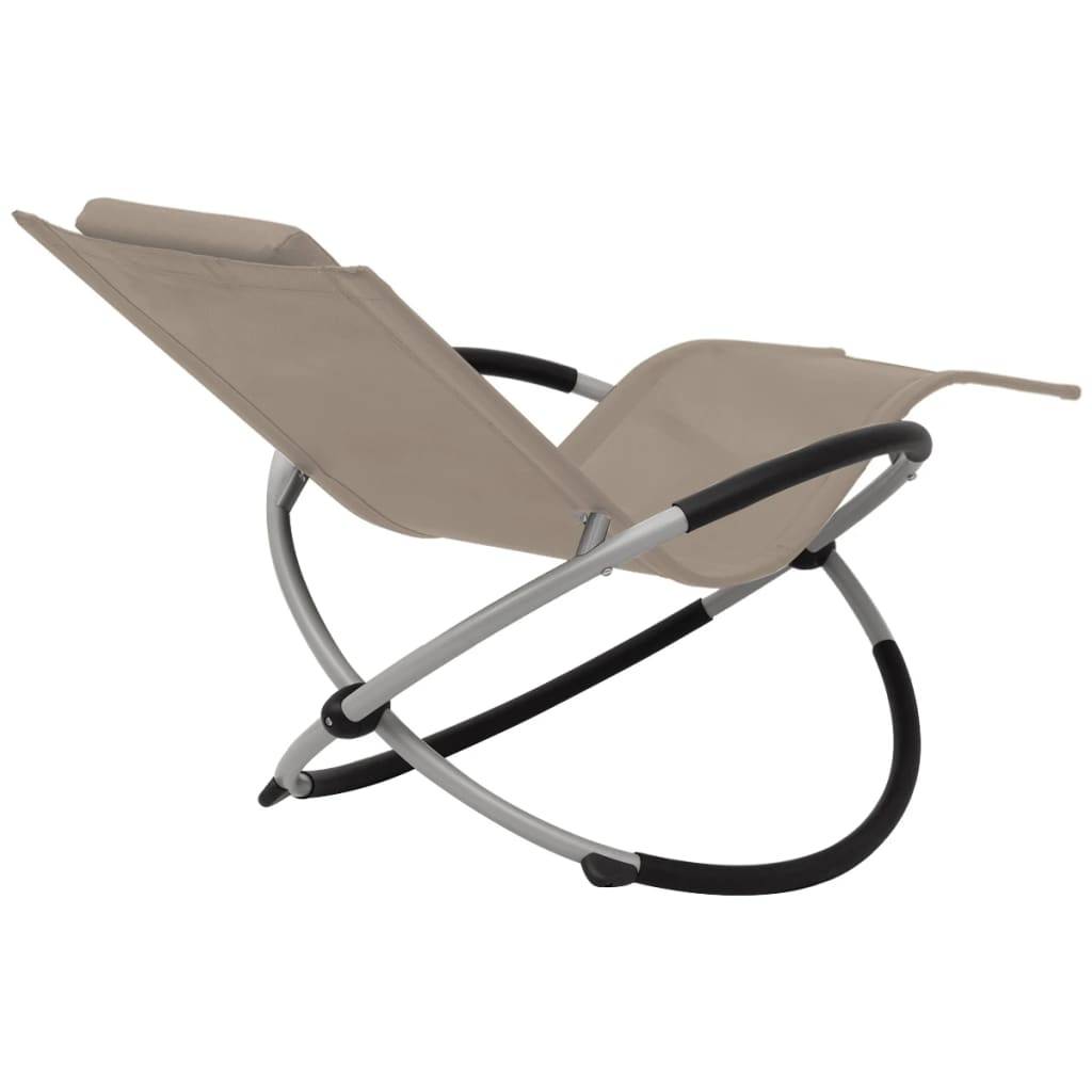 Helloshop26 - Transat chaise longue bain de soleil lit de jardin terrasse meuble d'extérieur géométrique d'extérieur acier taupe - Imagen 4