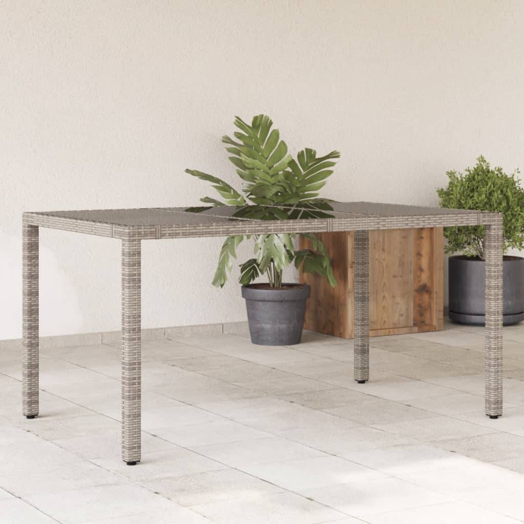 PANGIVO - Table de jardin résine tressée verre trempé gris 150 x 90 x 75 cm, Poids :22.8kg - PANGIVO - Image 1
