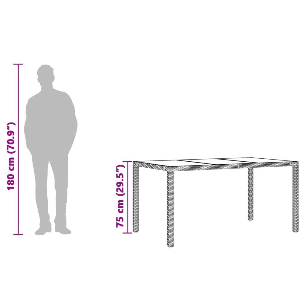 PANGIVO - Table de jardin résine tressée verre trempé gris 150 x 90 x 75 cm, Poids :22.8kg - PANGIVO - Image 10