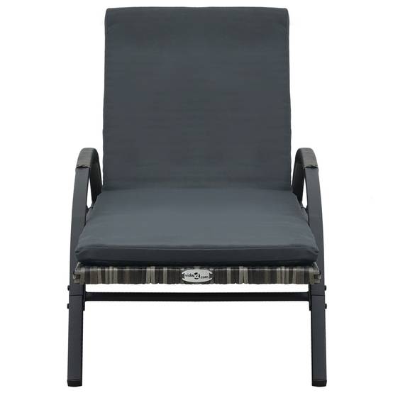 Helloshop26 - Transat chaise longue bain de soleil lit de jardin terrasse meuble d'extérieur avec coussin et roues résine tressée anthracite - Imagen 4