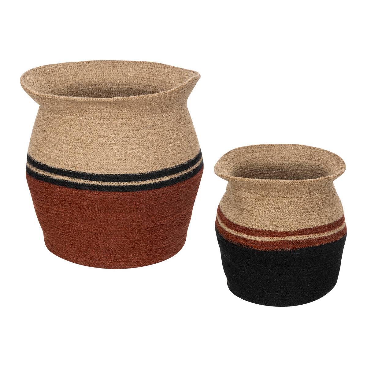Lot de 2 Paniers de rangement en Jute colorée D 40 et D 30 cm - Imagen 1