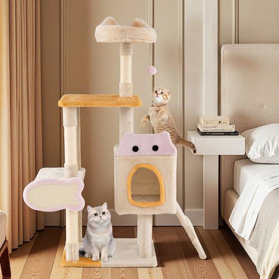 Arbre à Chat Intérieur Tour à Chat avec Perchoir en Peluche Condo Poteaux à Griffer en Sisal - Image 2