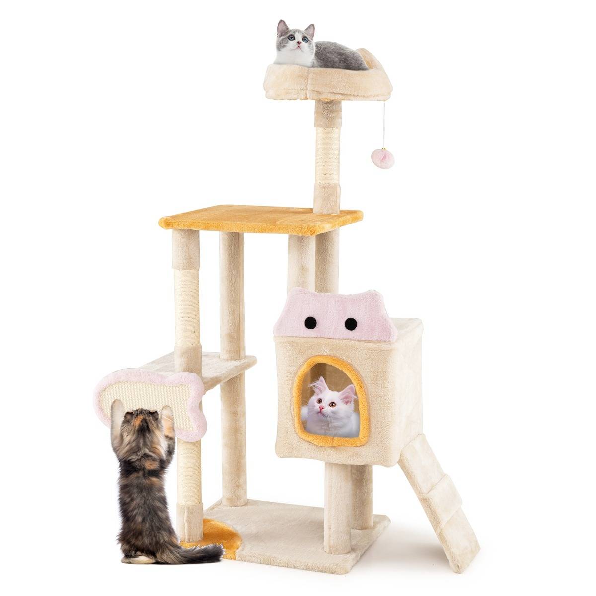Arbre à Chat Intérieur Tour à Chat avec Perchoir en Peluche Condo Poteaux à Griffer en Sisal - Image 1