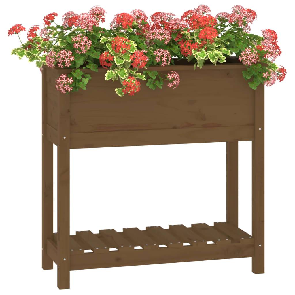 Maison Chic - Jardinière, Bac à fleurs, Pot de fleurs avec étagère Marron miel 82,5x34,5x81 cm Bois de pin - Imagen 4