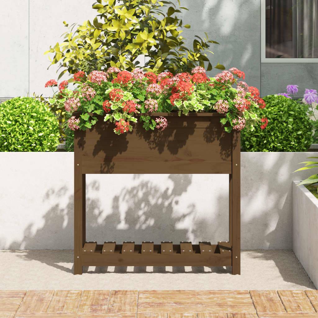 Maison Chic - Jardinière, Bac à fleurs, Pot de fleurs avec étagère Marron miel 82,5x34,5x81 cm Bois de pin - Imagen 3