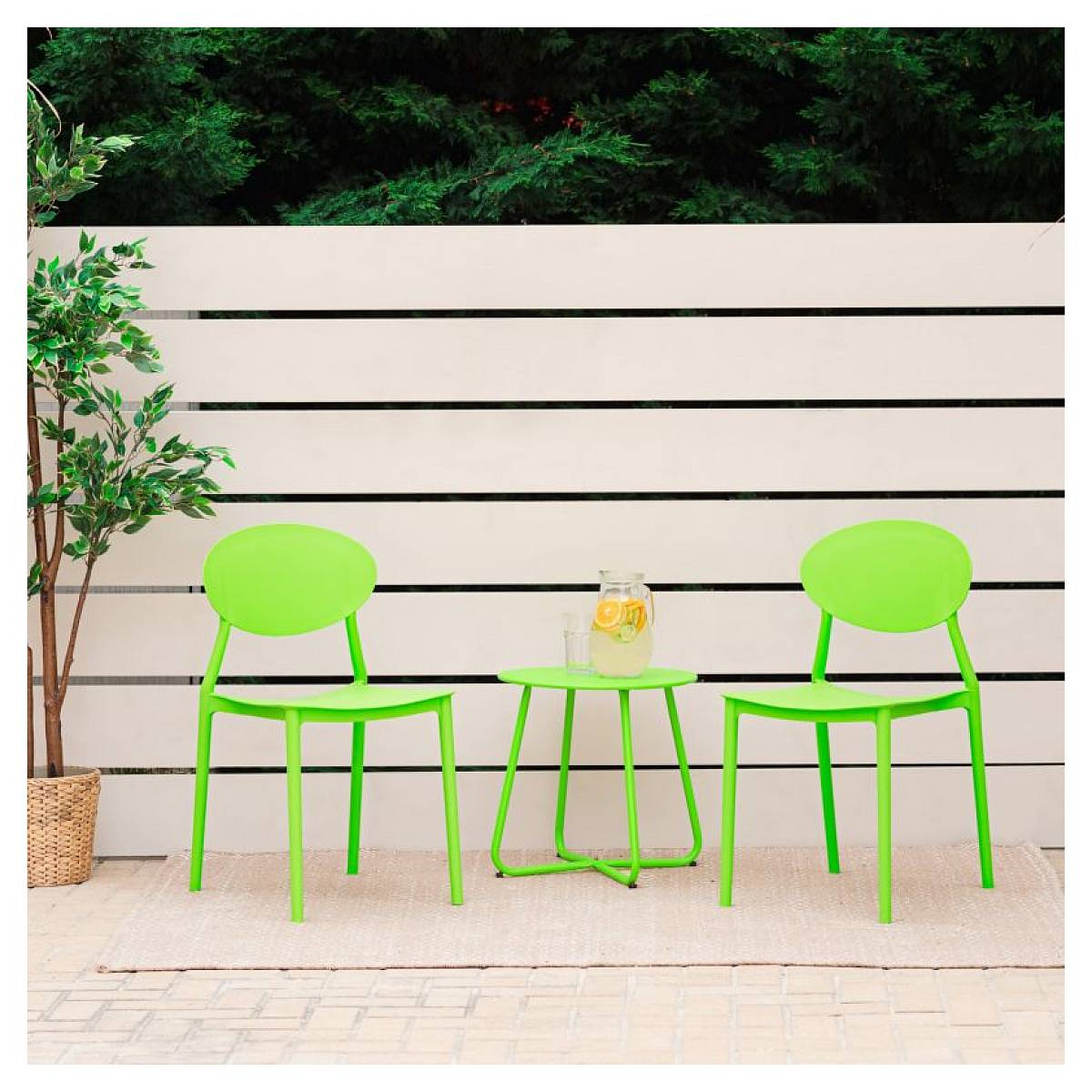 Lot de 4 Chaises de Jardin Vertes - Élégance et Confort Extérieur - Image 2