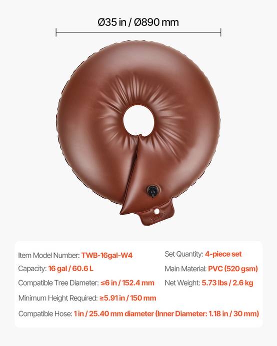 VEVOR Anneau arrosage arbres 4pcs, 60.6L, libération lente. - Image 7