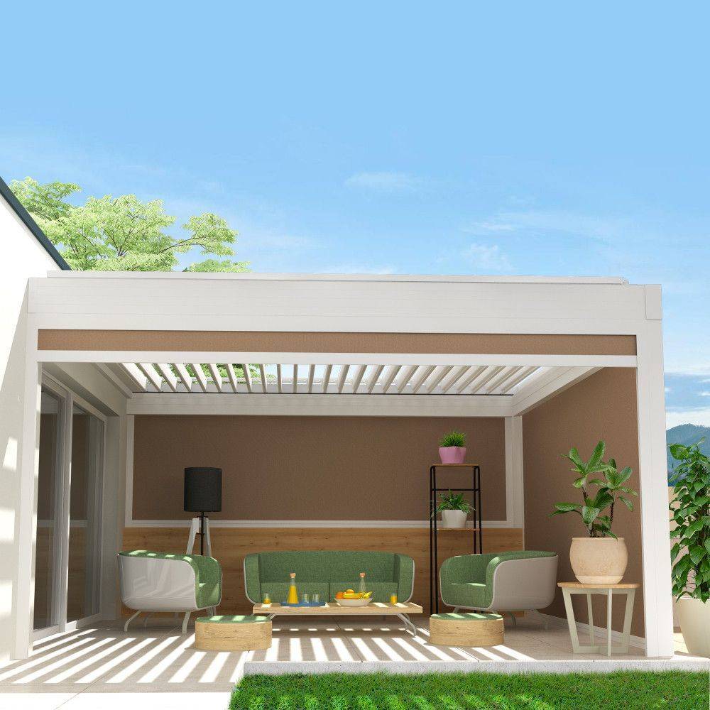 Intersun - Coffre à coulisses pour pergola SPINELLE 2,50x2,50 M (Motorisé à Télécommande - Blanc - Taupe) - INTERSUN - Imagen 1