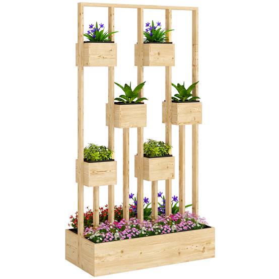 Jardinière avec treillis bois naturel 90 x 45 x 170 cm PANGIVO
