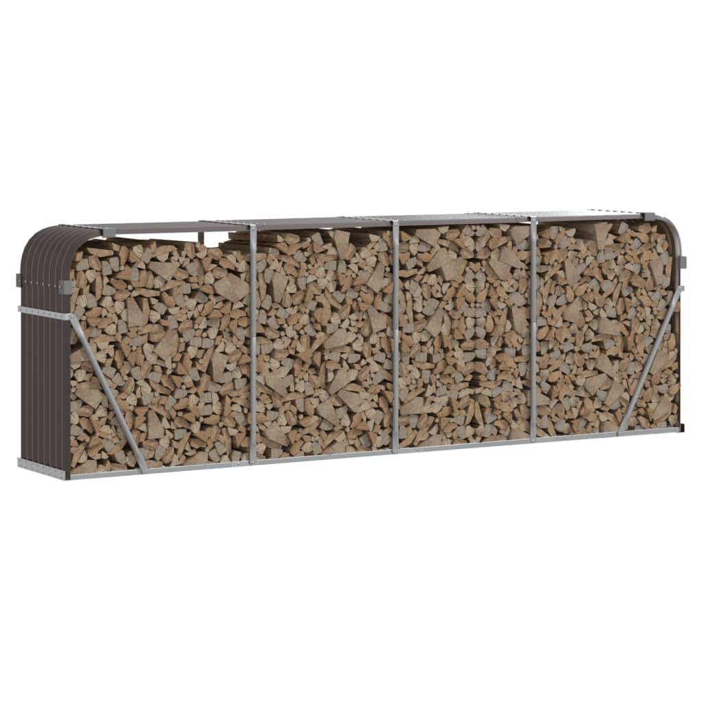 Abri bûches XXL acier galvanisé stockage bois jardin Marron 300cm – ComfortXL Outdoor Living - Image 3