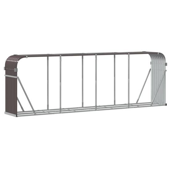 Abri bûches XXL acier galvanisé stockage bois jardin Marron 300cm – ComfortXL Outdoor Living - Image 6