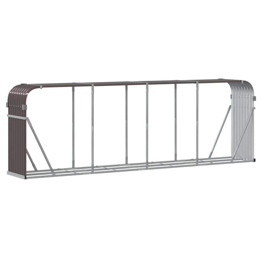 Abri bûches XXL acier galvanisé stockage bois jardin Marron 300cm – ComfortXL Outdoor Living - Image 6